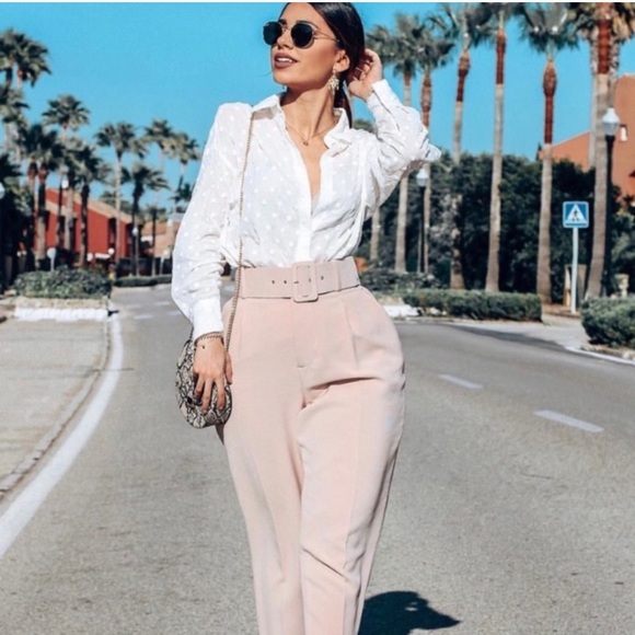 Zara Pants - Belted High Waisted Trousers Size Small